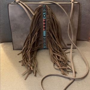 Tantrend Bohemian Fringe Crossbody Shoulder Bag Women’s Multicolored Tan Beige